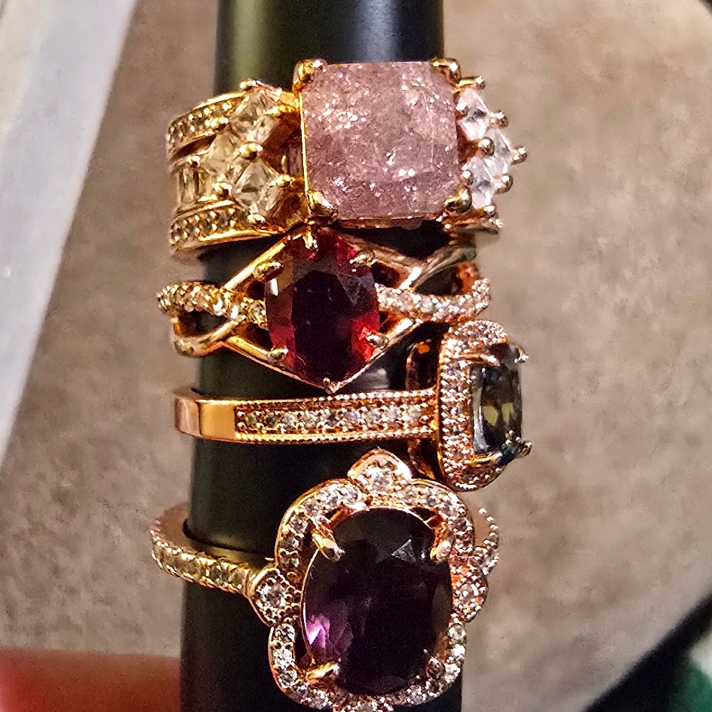 4 Bomb Party Rings, Size 6